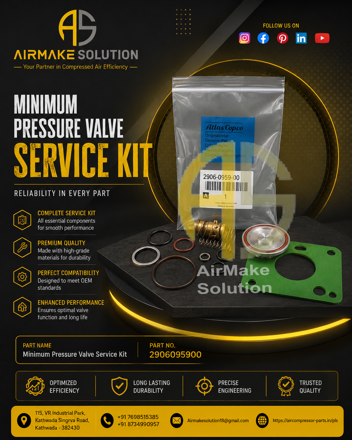 Atlas Copco Minimum Pressure Valve Service Kit 2906095900