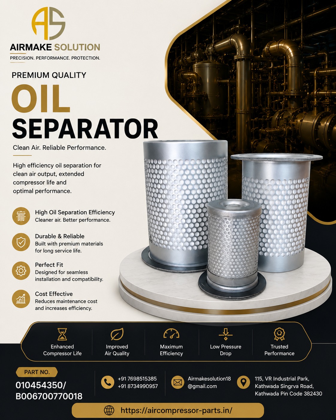 Oil Separator 010454350 / B006700770018: Improve Air Quality, Compressor Efficiency & Service Life